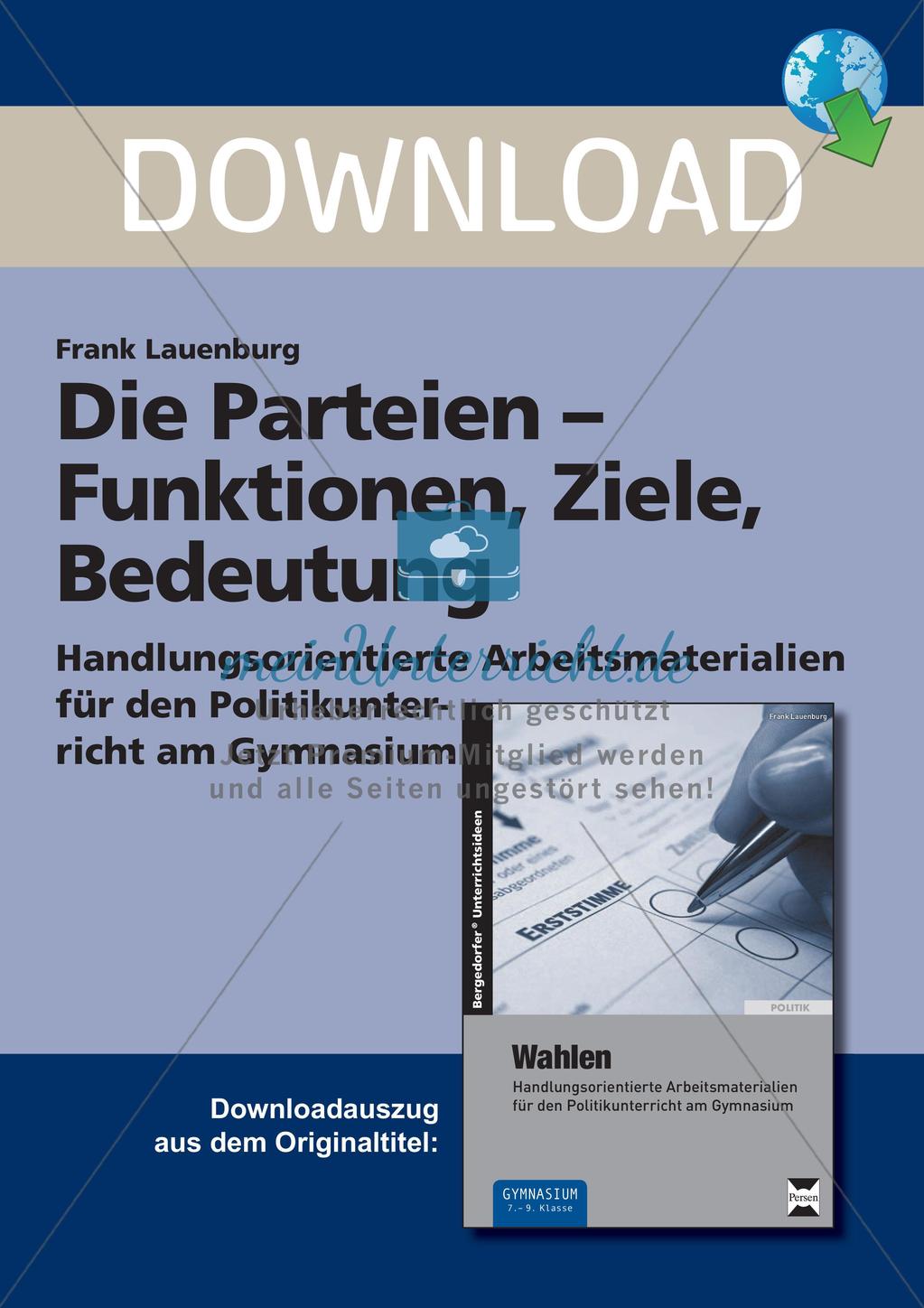 Die Parteien: Funktionen, Ziele, Bedeutung Preview 1