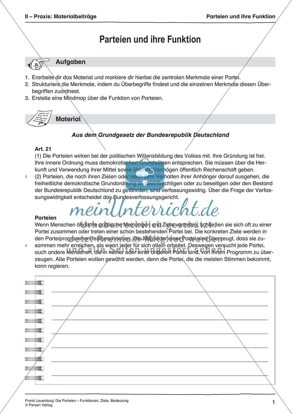 Die Parteien: Funktionen, Ziele, Bedeutung Preview 3
