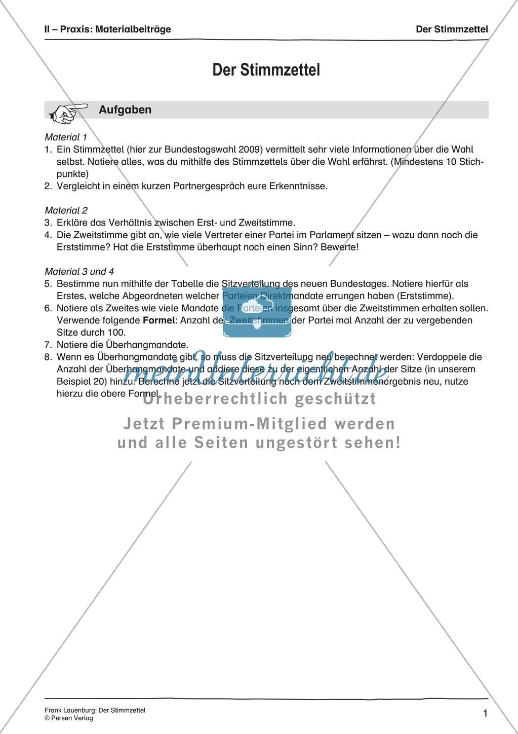 Bundestagswahl: Der Stimmzettel Preview 3