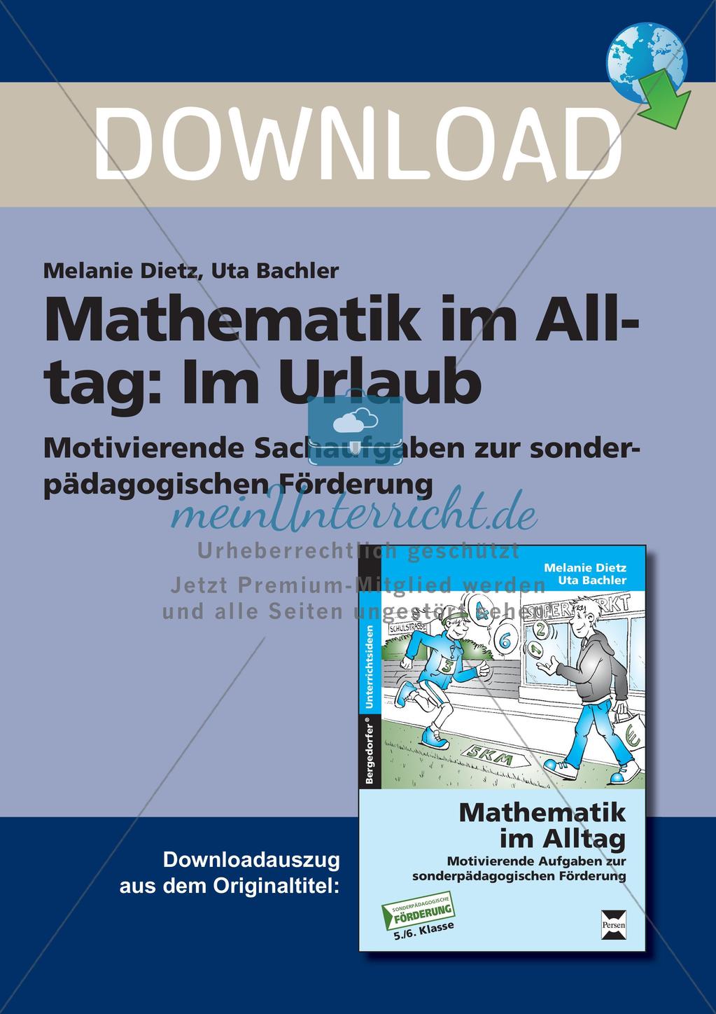 Sachaufgaben: Im Urlaub Preview 1