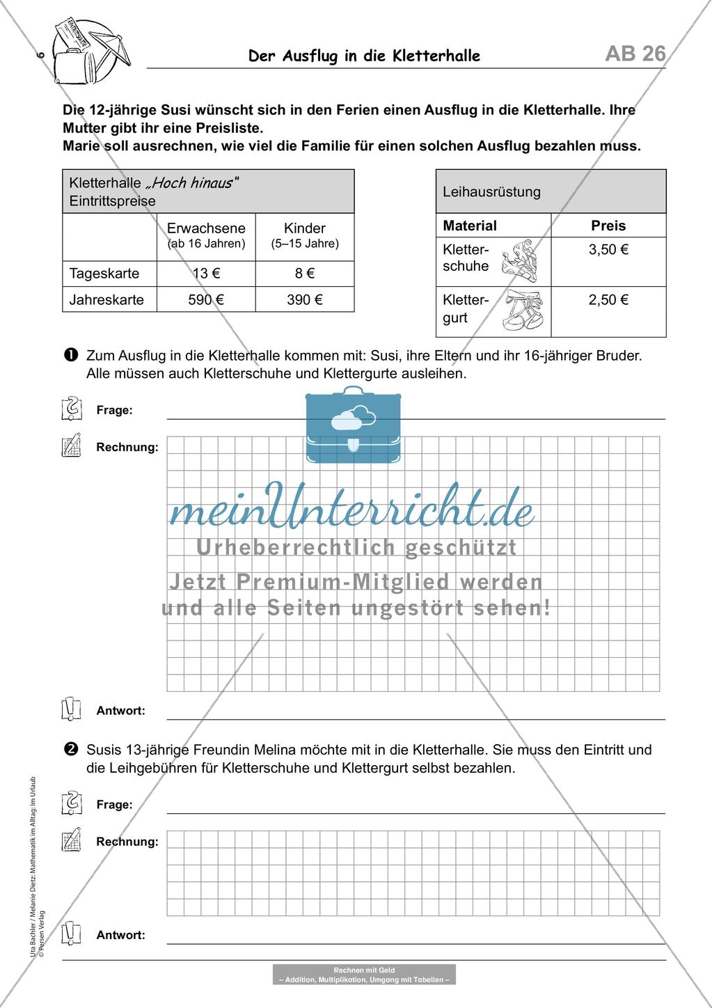 Sachaufgaben: Im Urlaub Preview 8