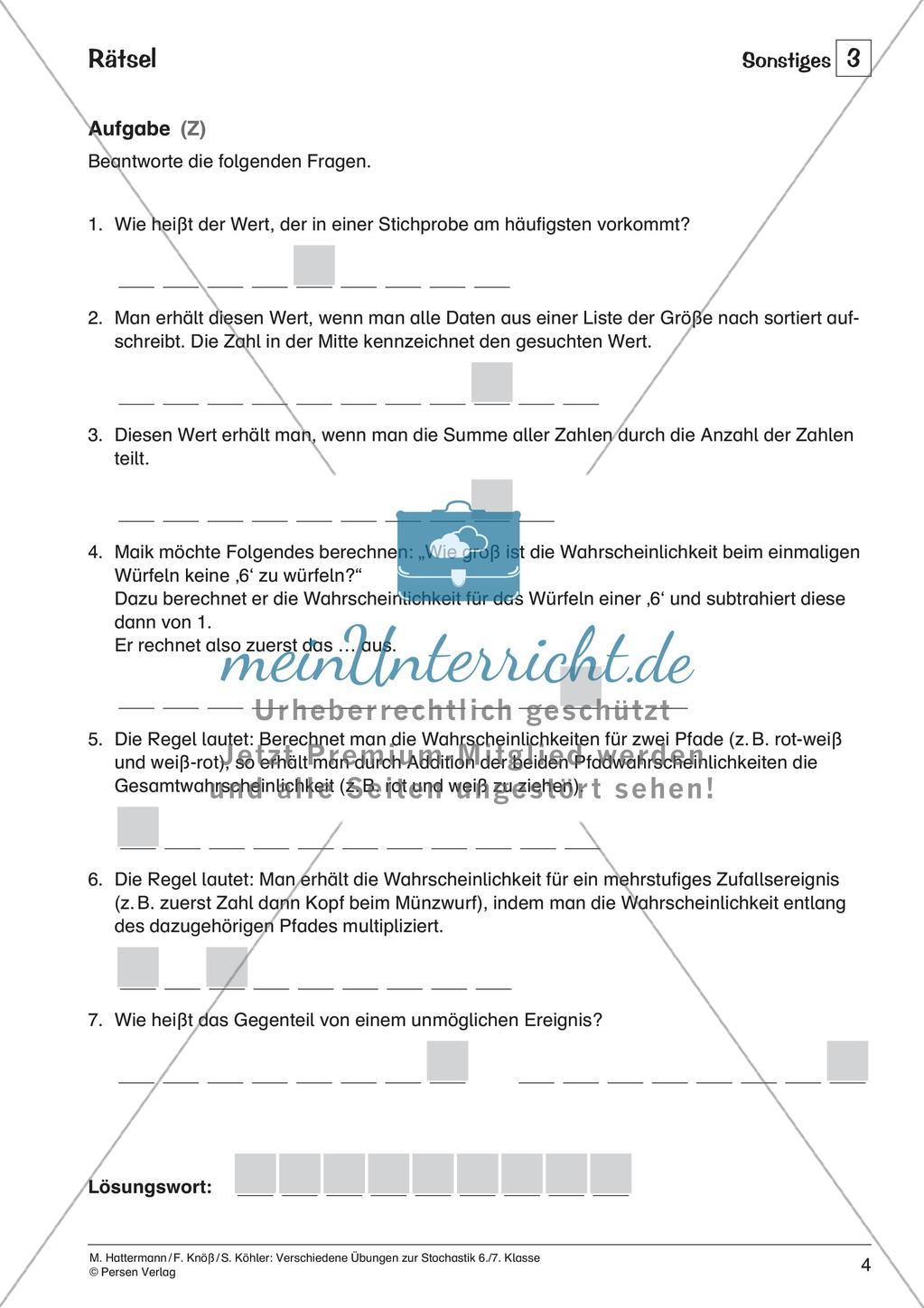 Verschiedene Übungen zur Stochastik Preview 6