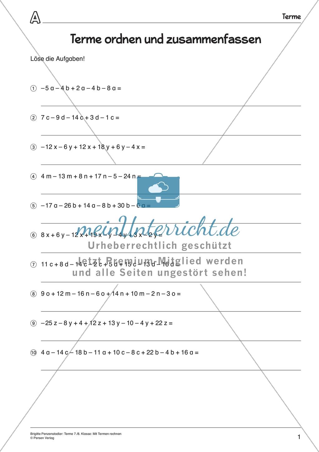 Rechnen mit Termen Preview 3