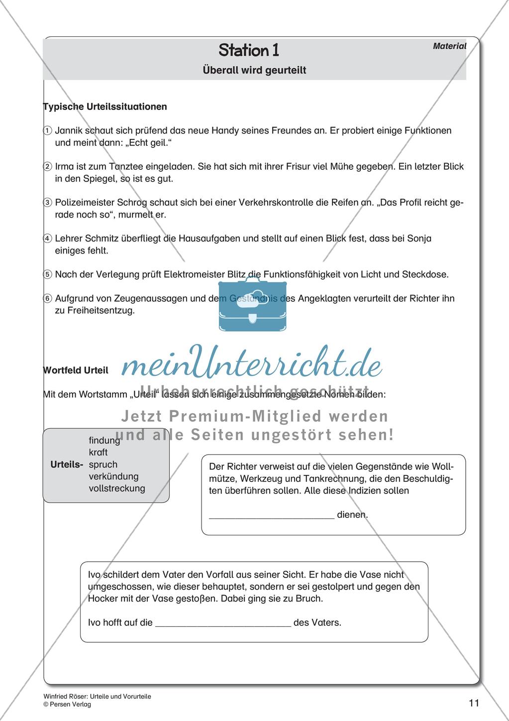 Ethik an Stationen: Urteile und Vorurteile Preview 13