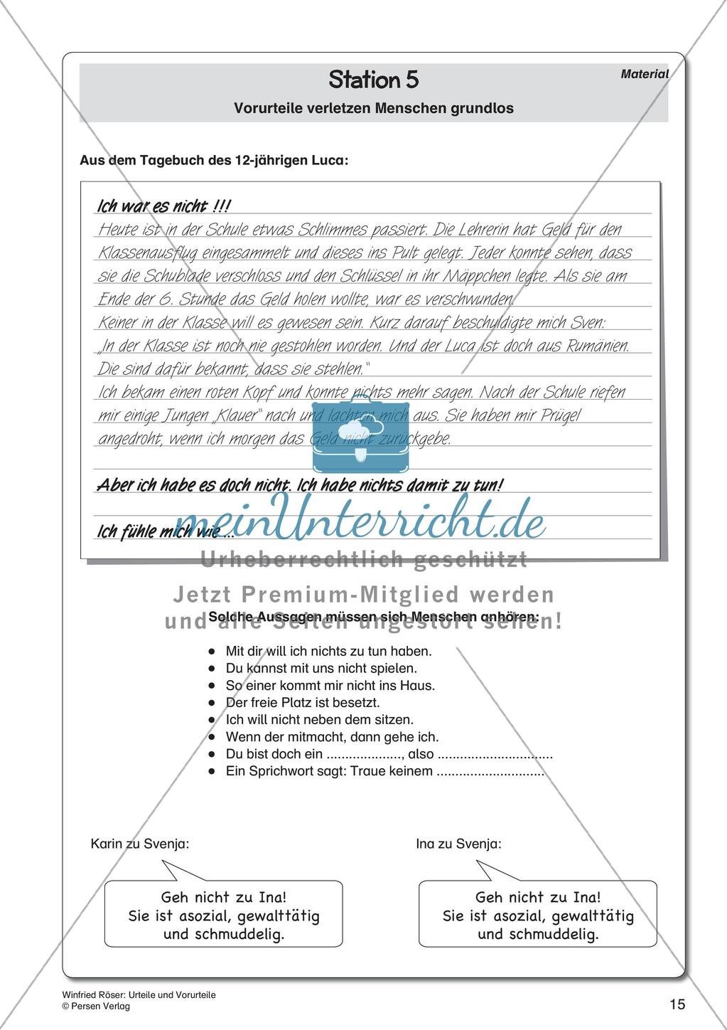 Ethik an Stationen: Urteile und Vorurteile Preview 17