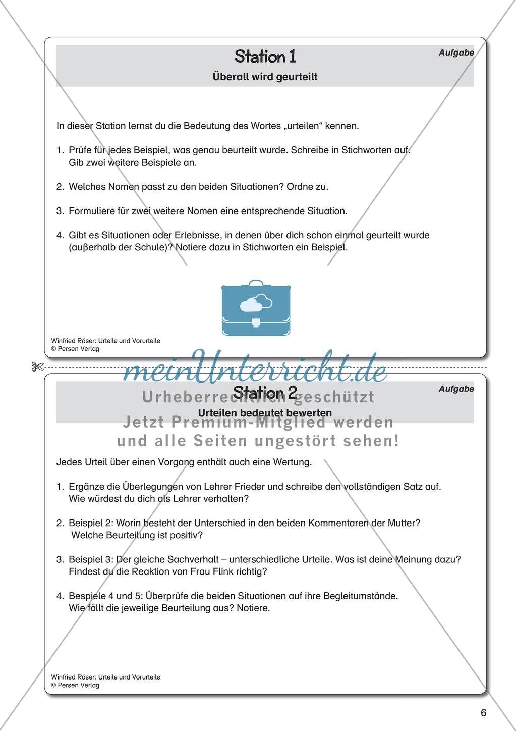 Ethik an Stationen: Urteile und Vorurteile Preview 8