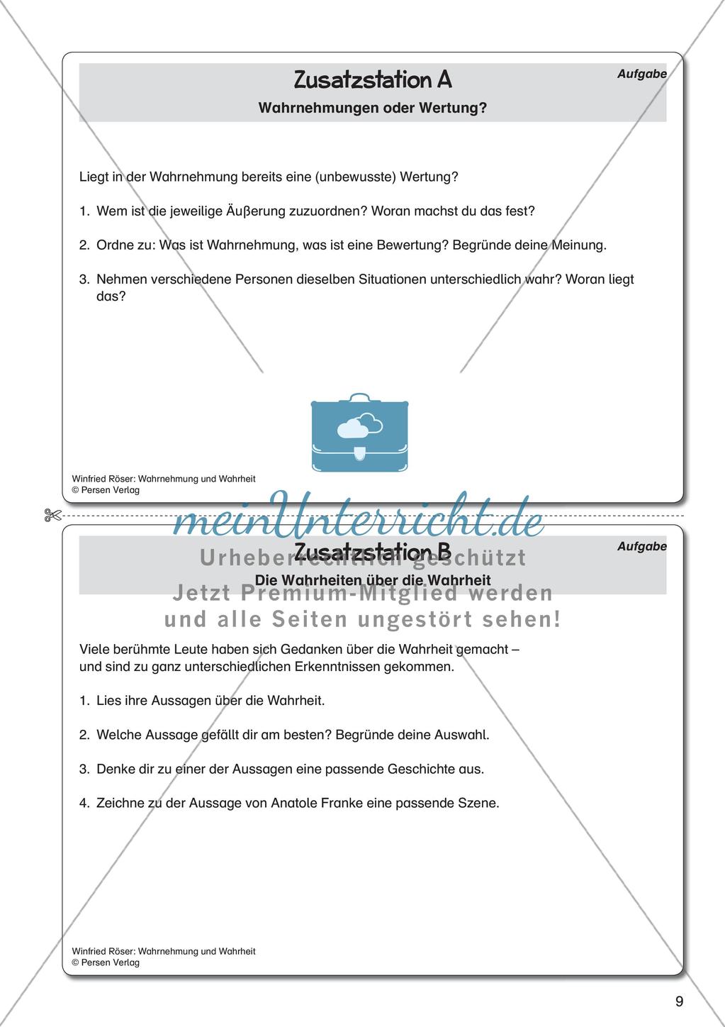 Ethik an Stationen: Wahrnehmung und Wahrheit Preview 11