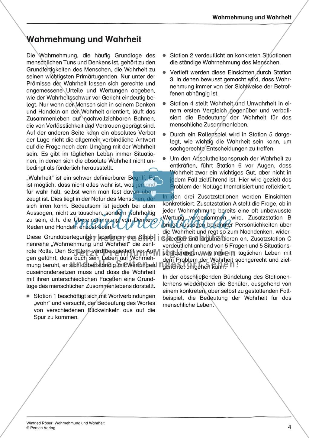 Ethik an Stationen: Wahrnehmung und Wahrheit Preview 6