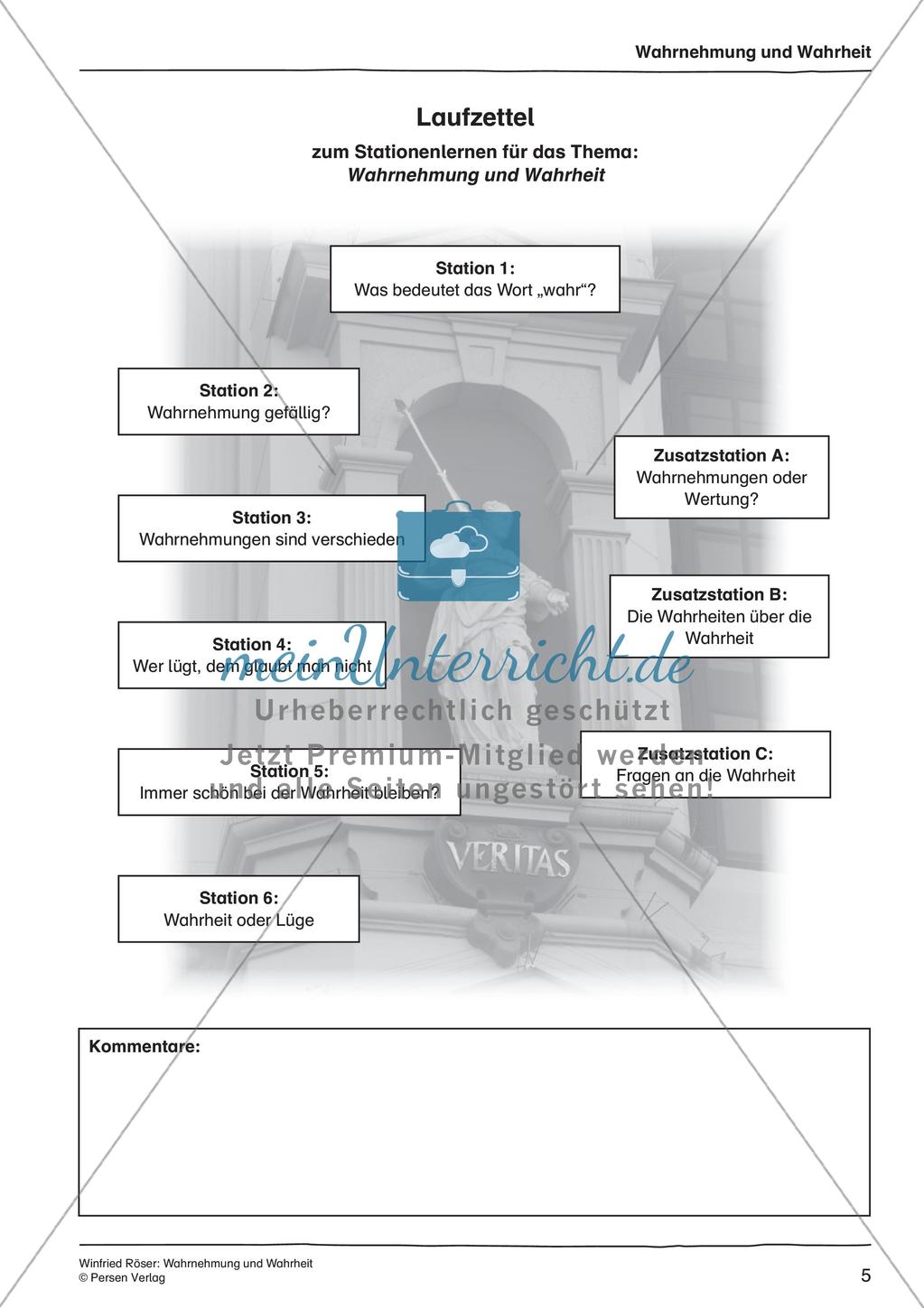 Ethik an Stationen: Wahrnehmung und Wahrheit Preview 7