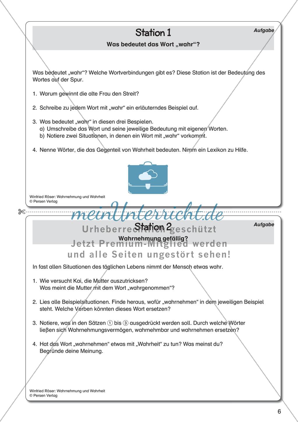 Ethik an Stationen: Wahrnehmung und Wahrheit Preview 8