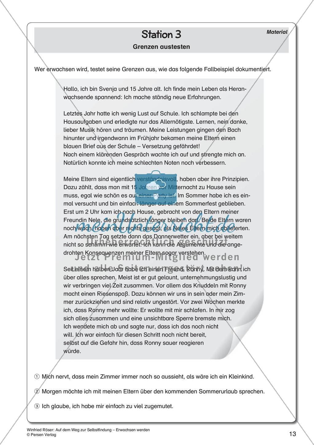 Ethik an Stationen: Selbstfindung und Erwachsenwerden Preview 15