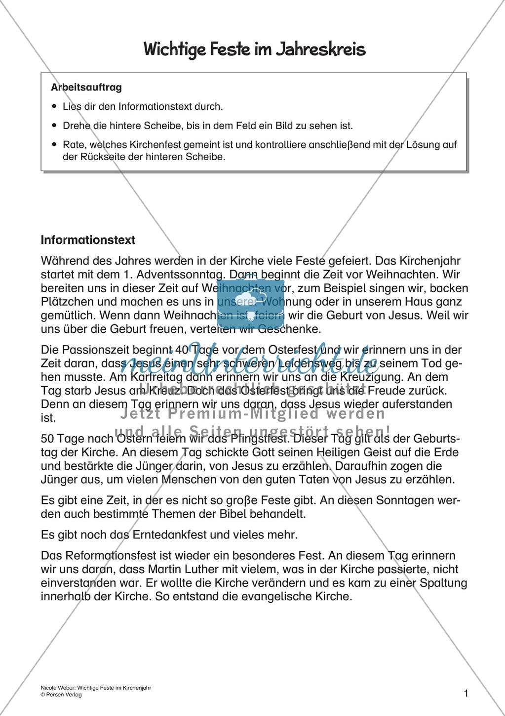 Evangelische Religion: Feste im Kirchenjahr Preview 3