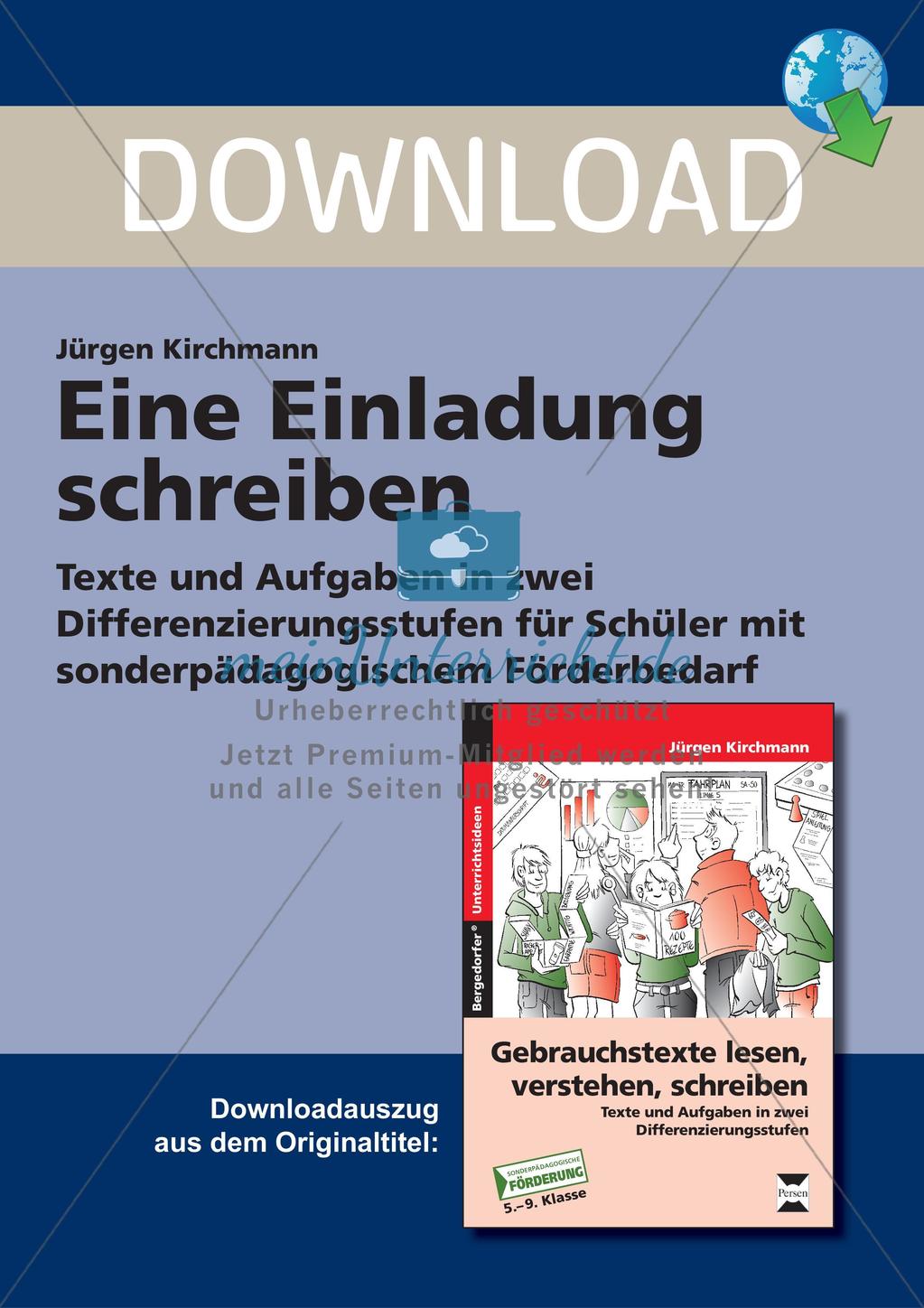 Gebrauchstexte: Schreiben einer Einladung Preview 1