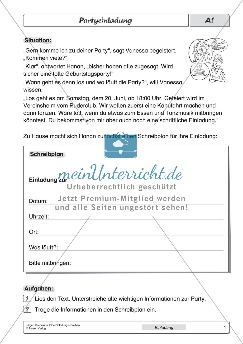 Gebrauchstexte: Schreiben einer Einladung Preview 3