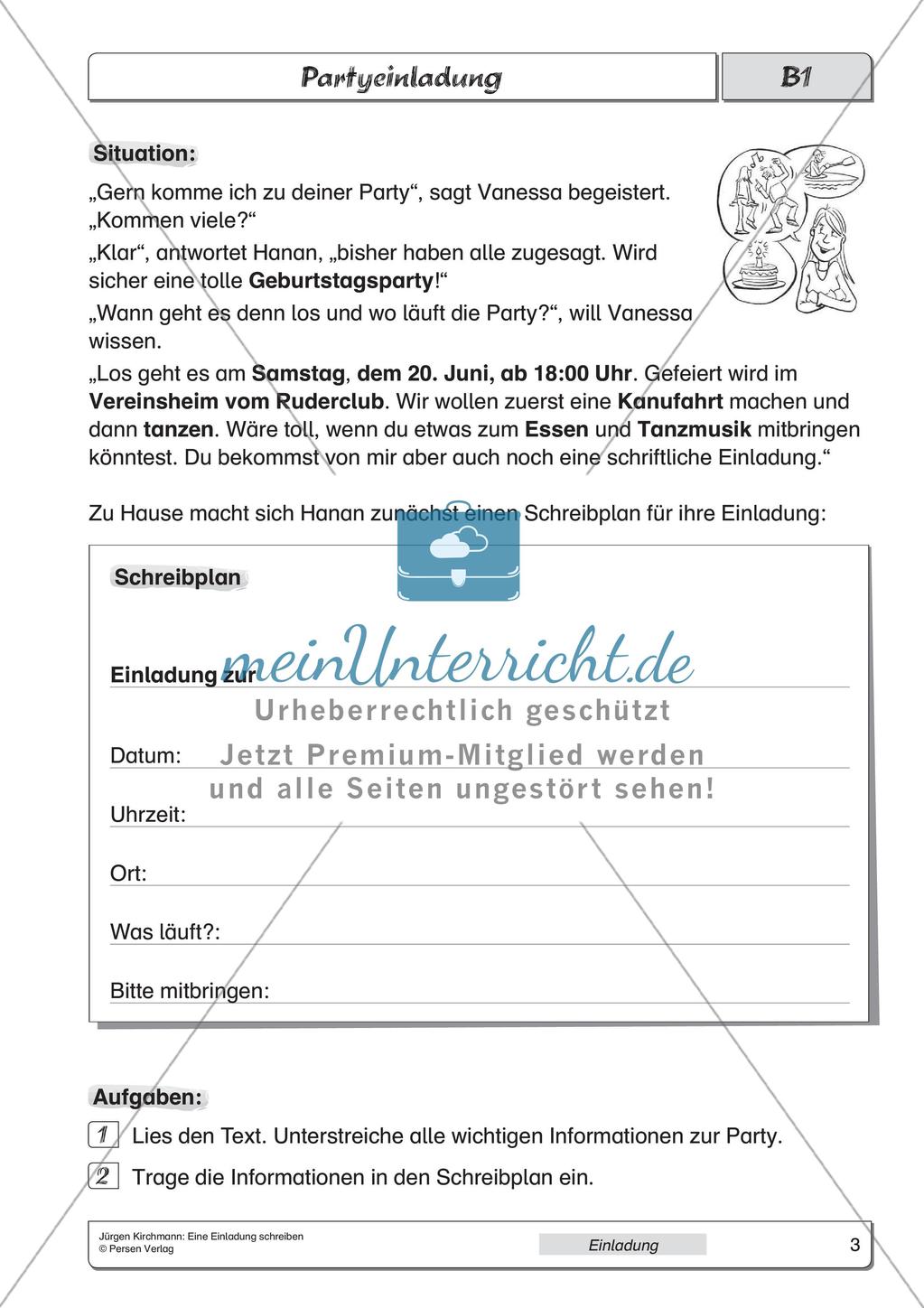 Gebrauchstexte: Schreiben einer Einladung Preview 5