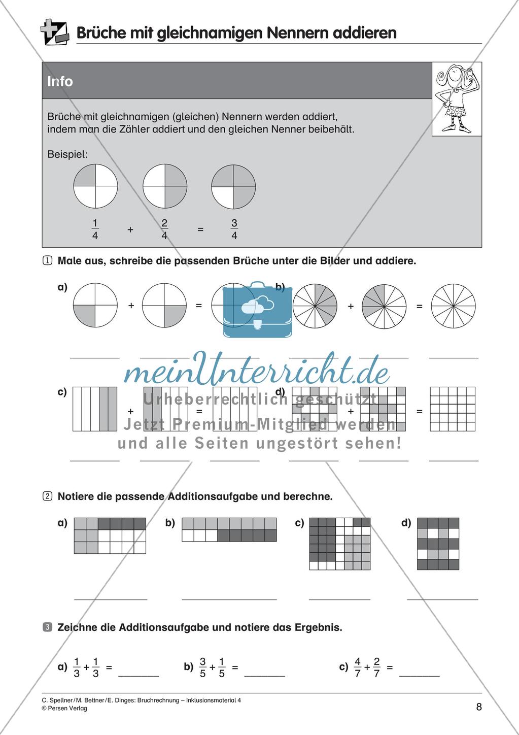 Bruchrechnung: Addition und Subtraktion Preview 10