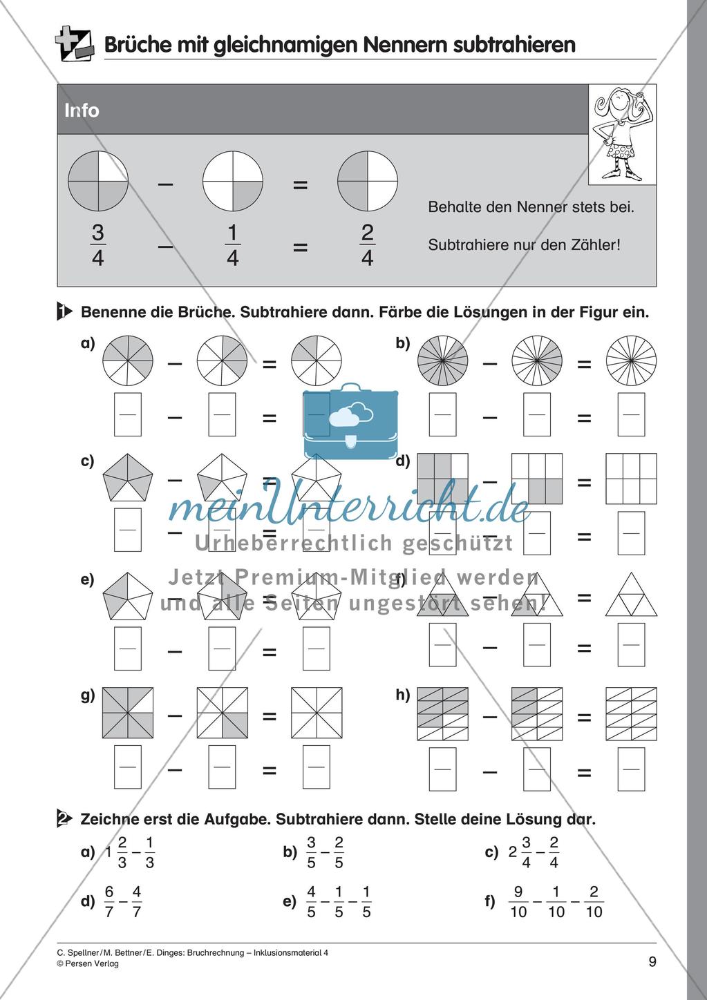 Bruchrechnung: Addition und Subtraktion Preview 11