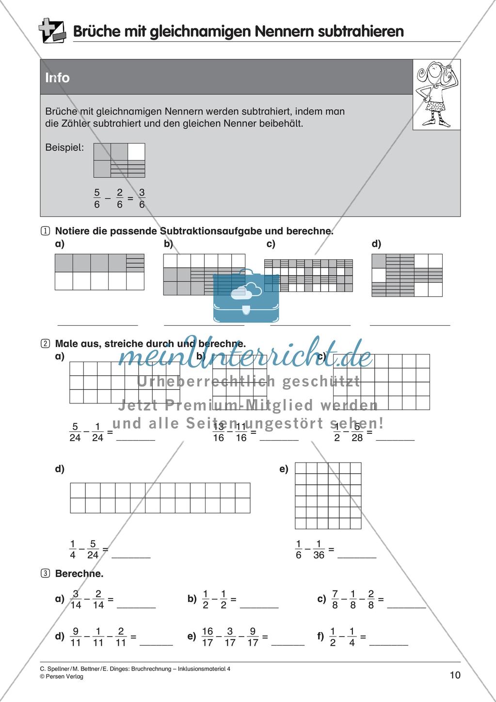 Bruchrechnung: Addition und Subtraktion Preview 12