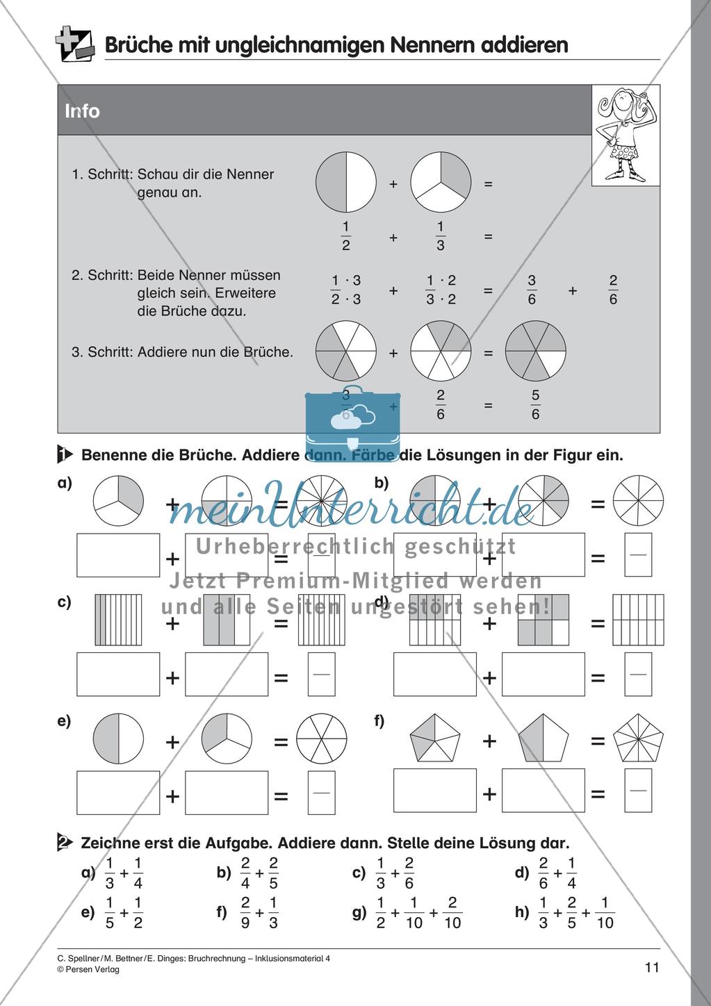 Bruchrechnung: Addition und Subtraktion Preview 13