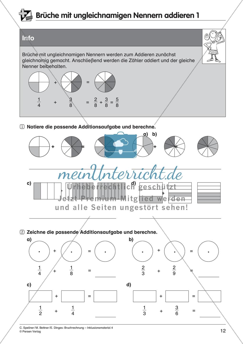 Bruchrechnung: Addition und Subtraktion Preview 14
