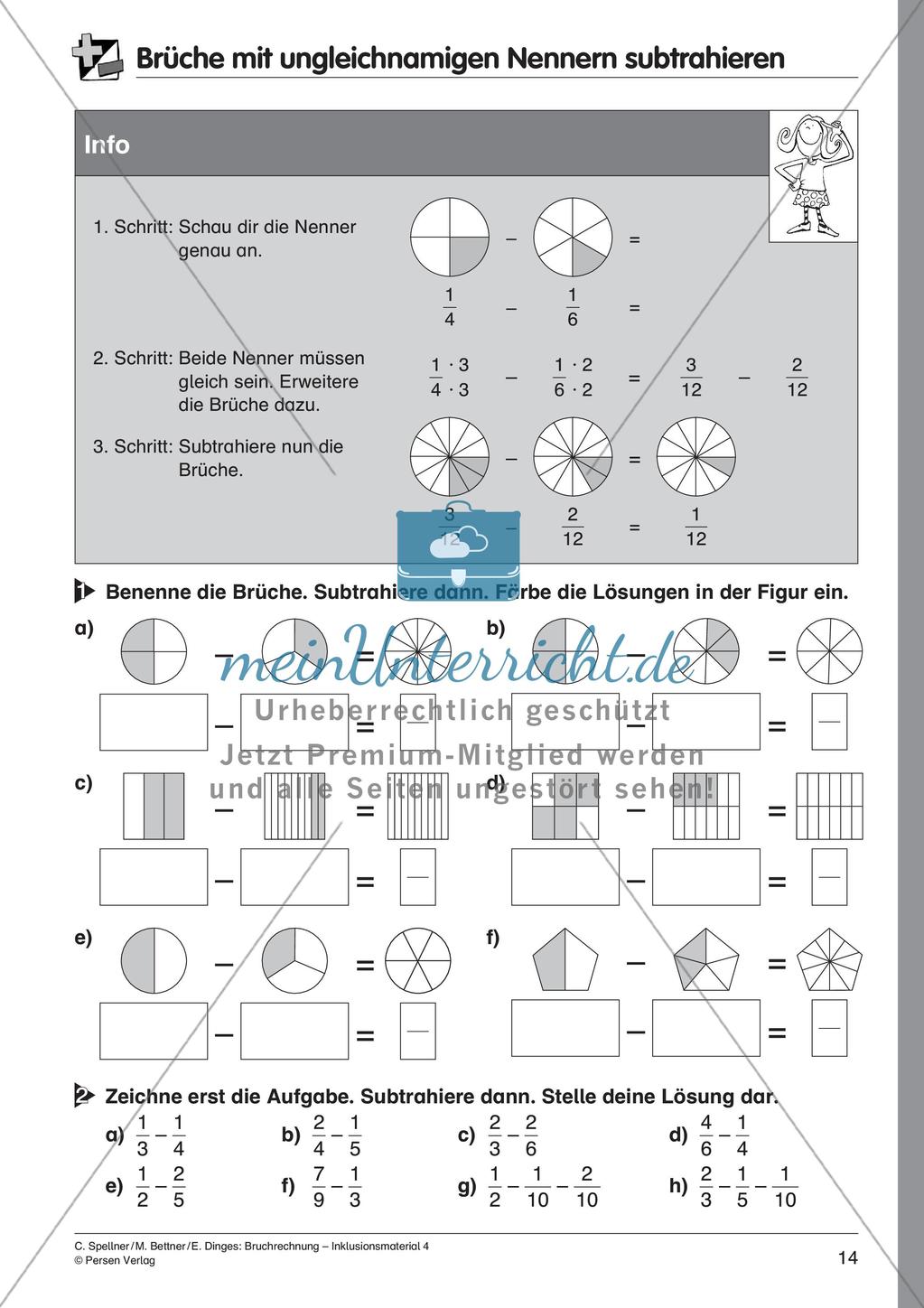 Bruchrechnung: Addition und Subtraktion Preview 16