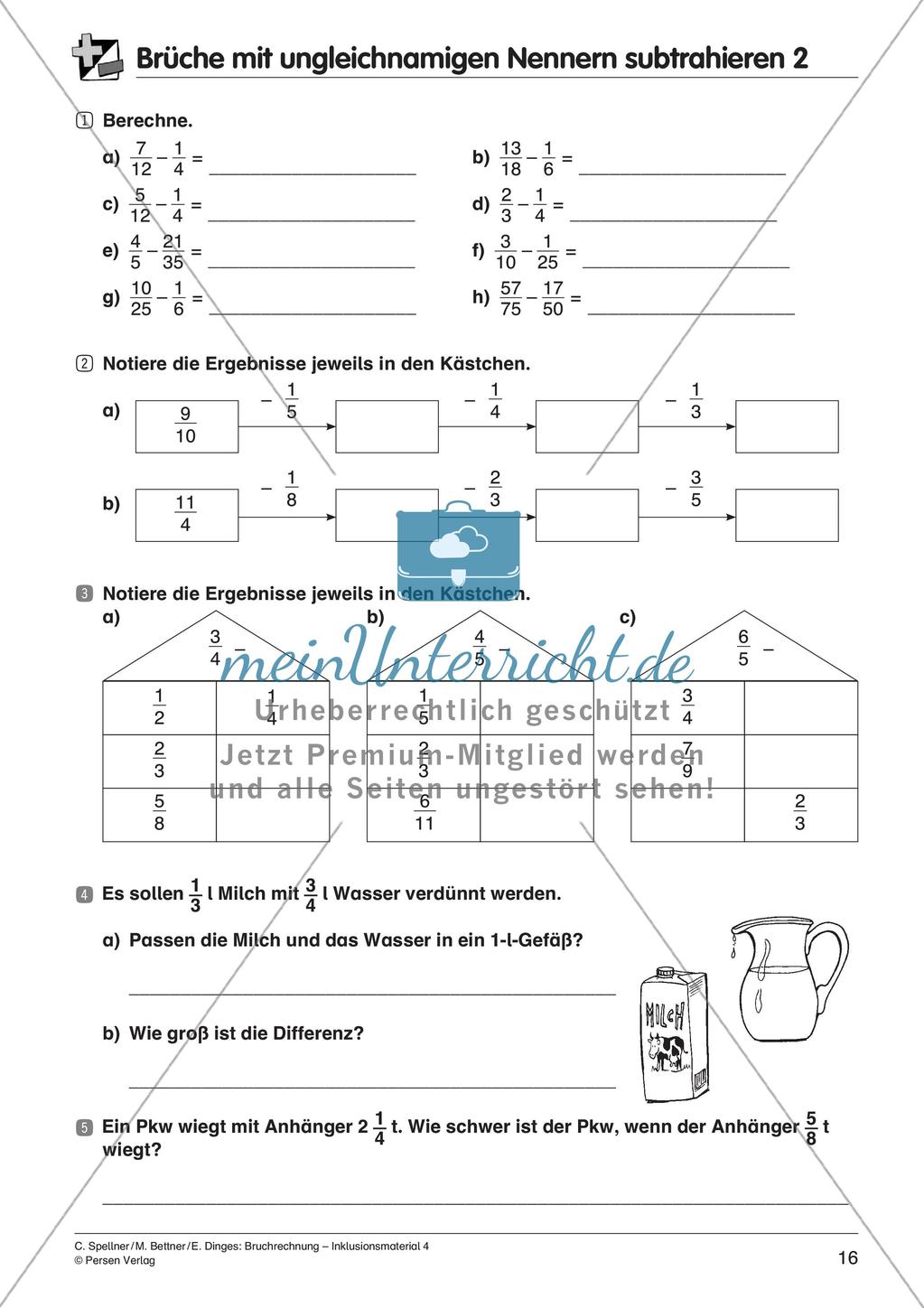 Bruchrechnung: Addition und Subtraktion Preview 18