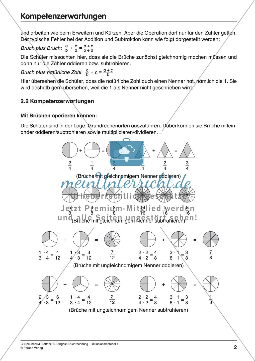 Bruchrechnung: Addition und Subtraktion Preview 4