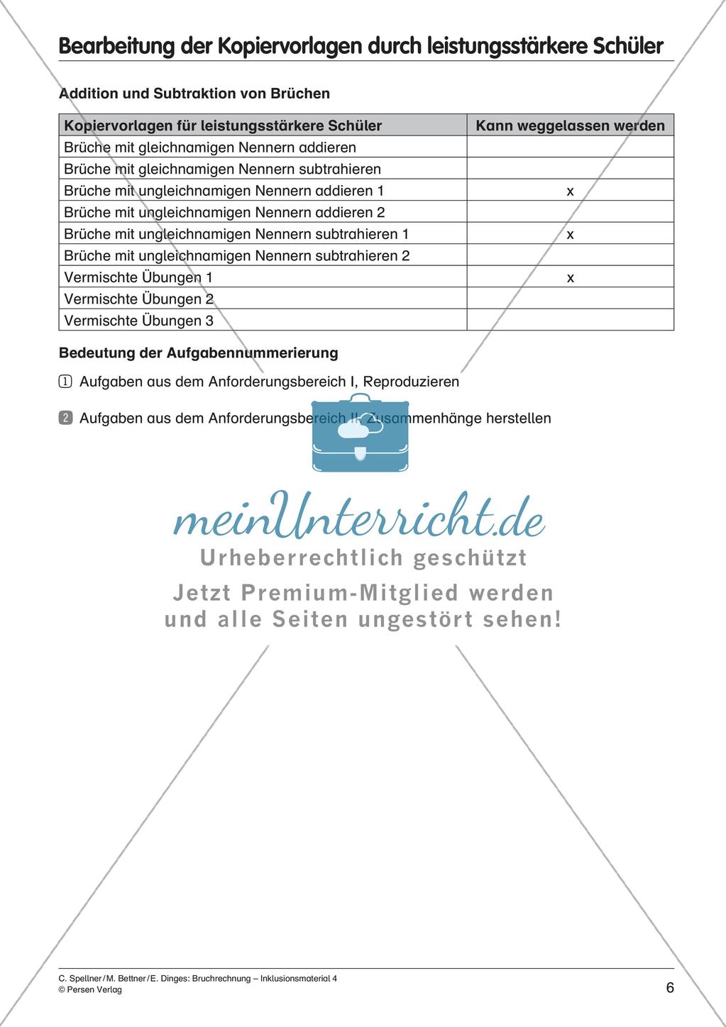 Bruchrechnung: Addition und Subtraktion Preview 8
