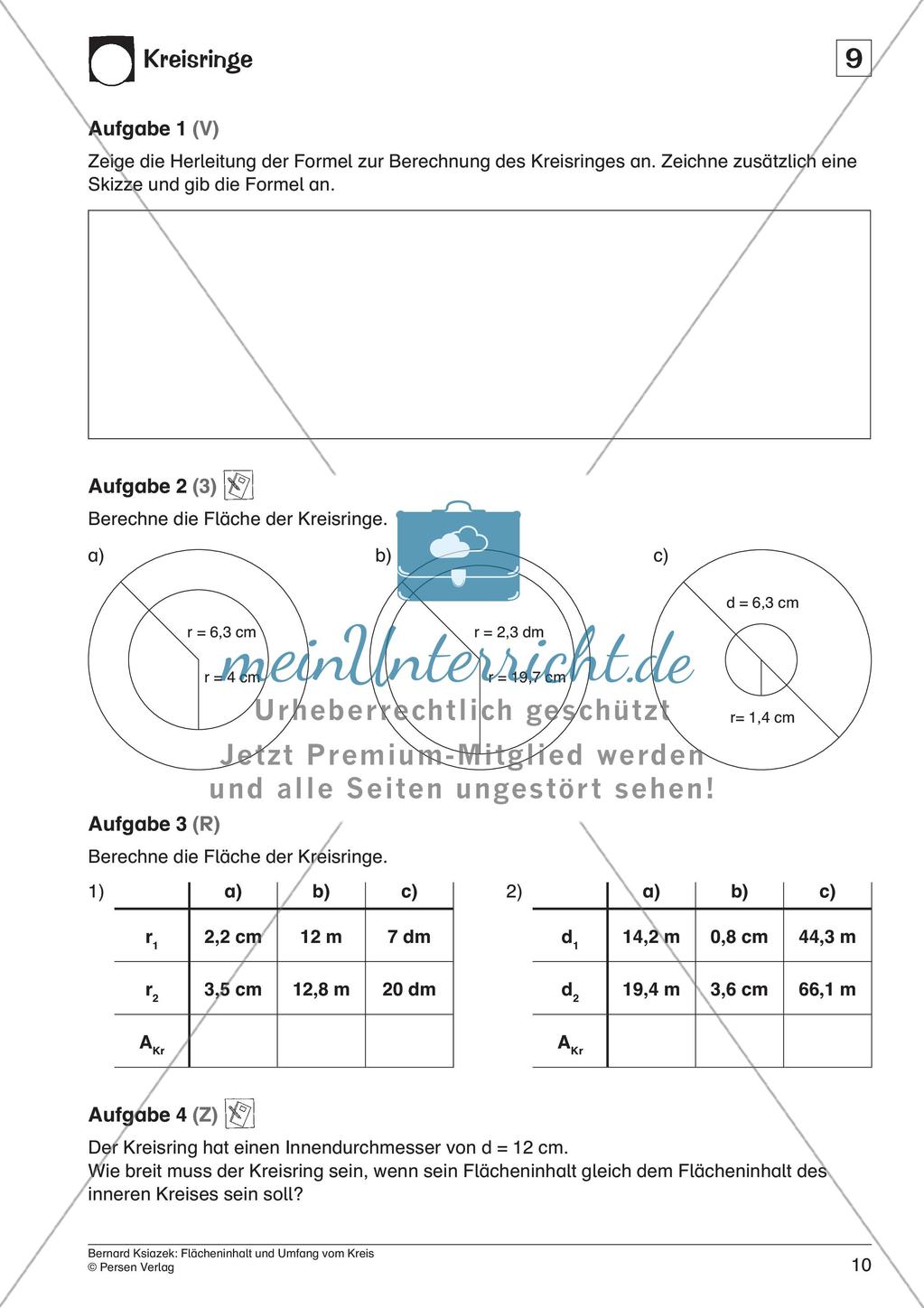 Flächeninhalt und Umfang: Kreis Preview 12