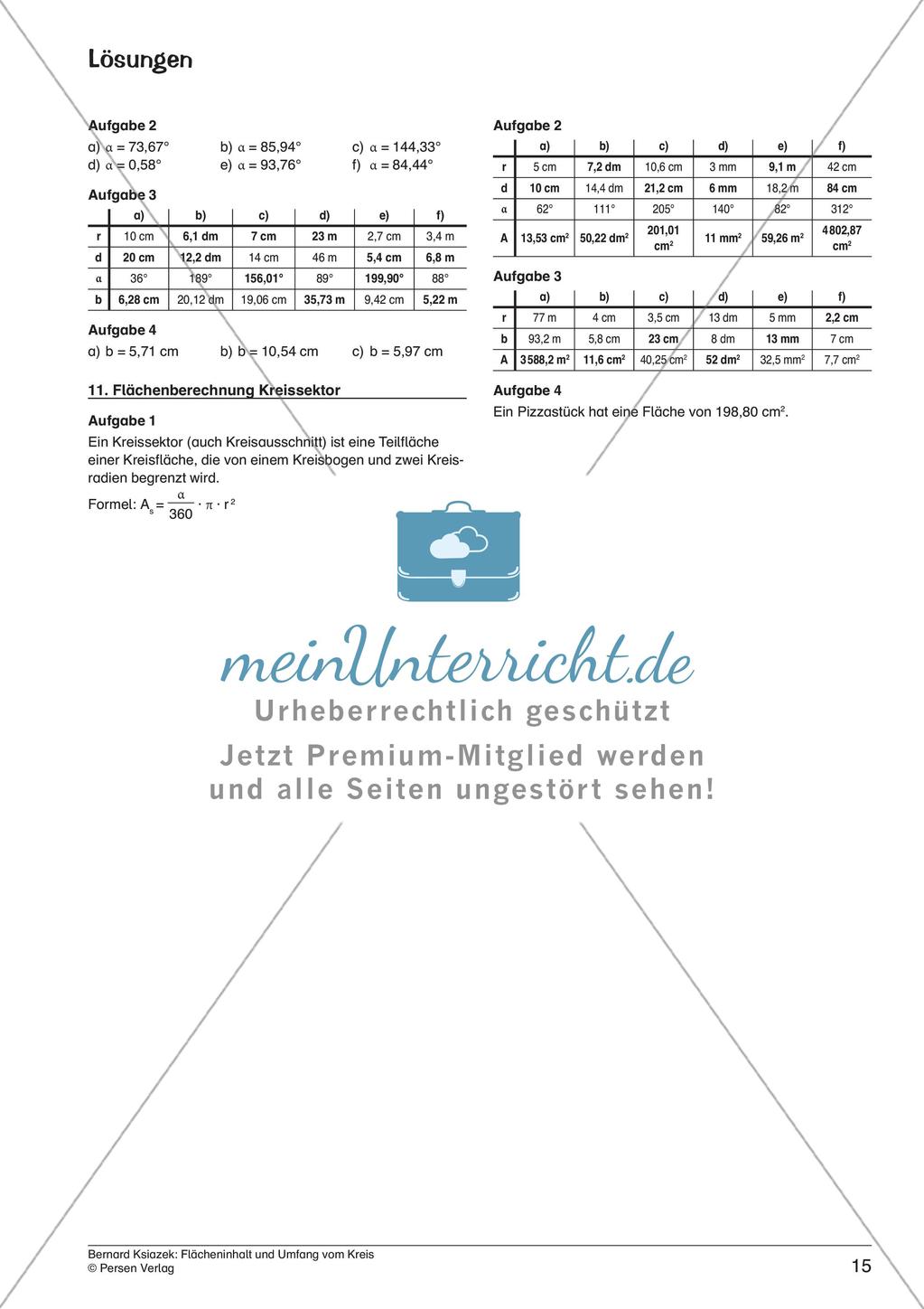 Flächeninhalt und Umfang: Kreis Preview 17