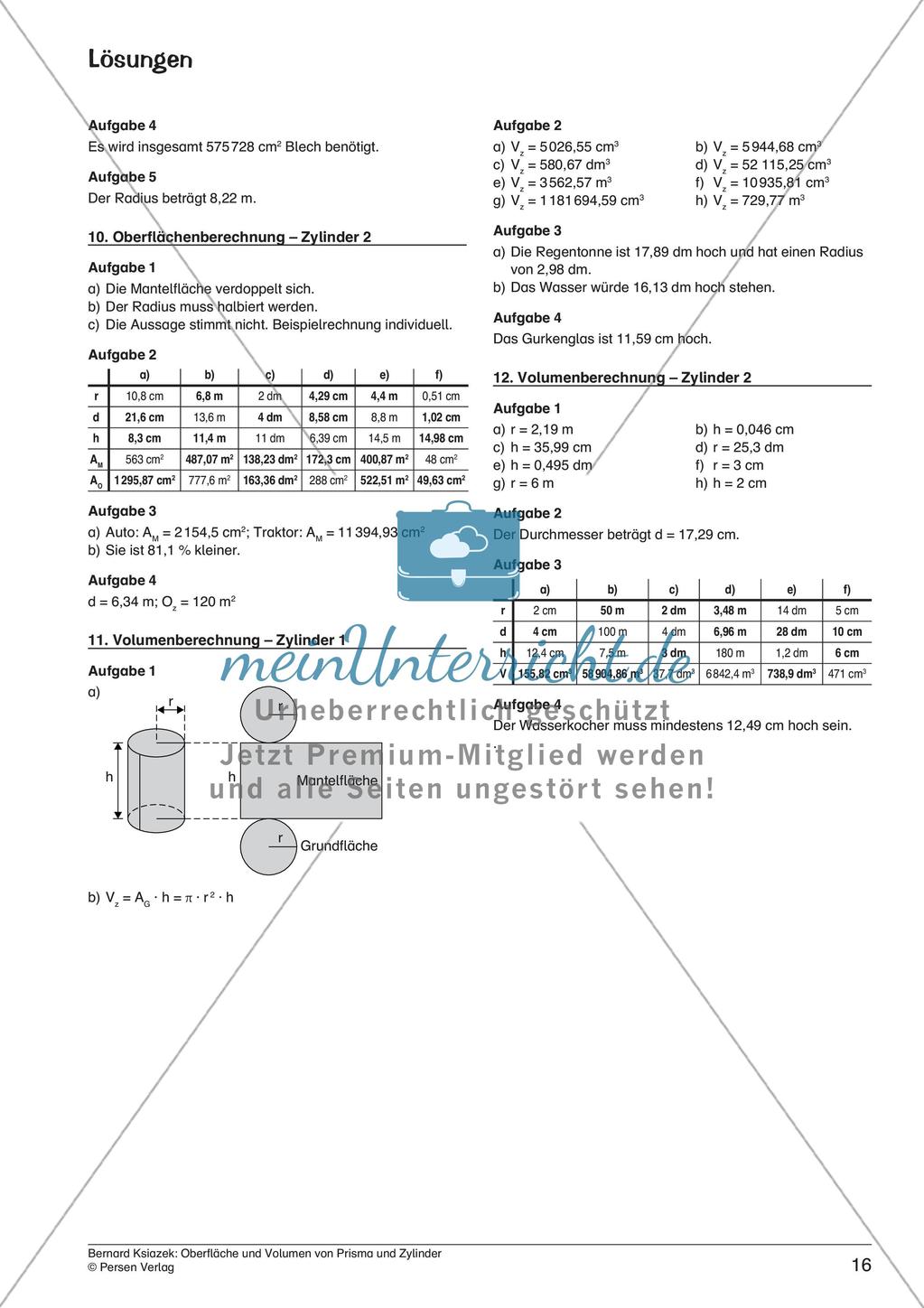 Oberfläche und Volumen: Prisma und Zylinder Preview 18
