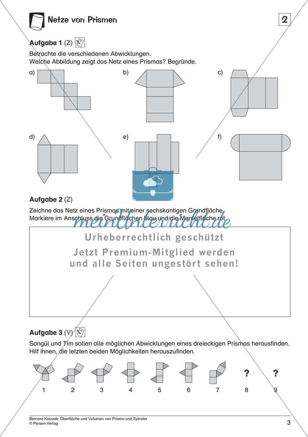 Oberfläche und Volumen: Prisma und Zylinder Preview 5