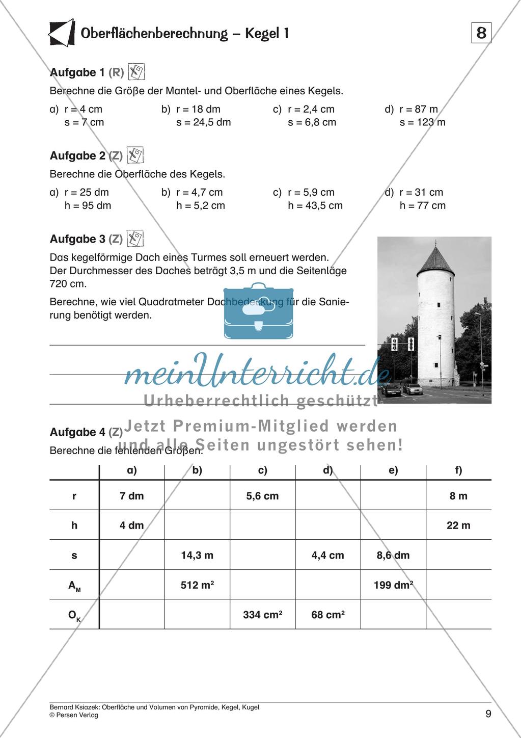 Oberfläche und Volumen: Pyramide, Kegel, Kugel Preview 11