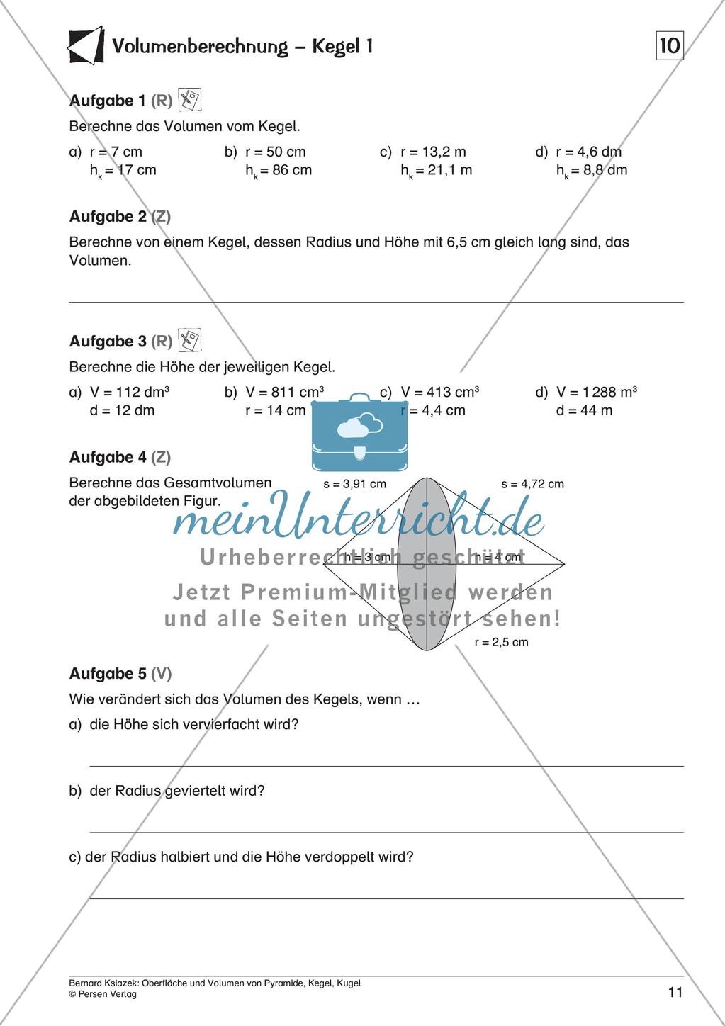 Oberfläche und Volumen: Pyramide, Kegel, Kugel Preview 13
