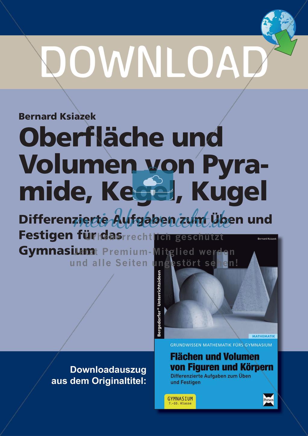 Oberfläche und Volumen: Pyramide, Kegel, Kugel Preview 1