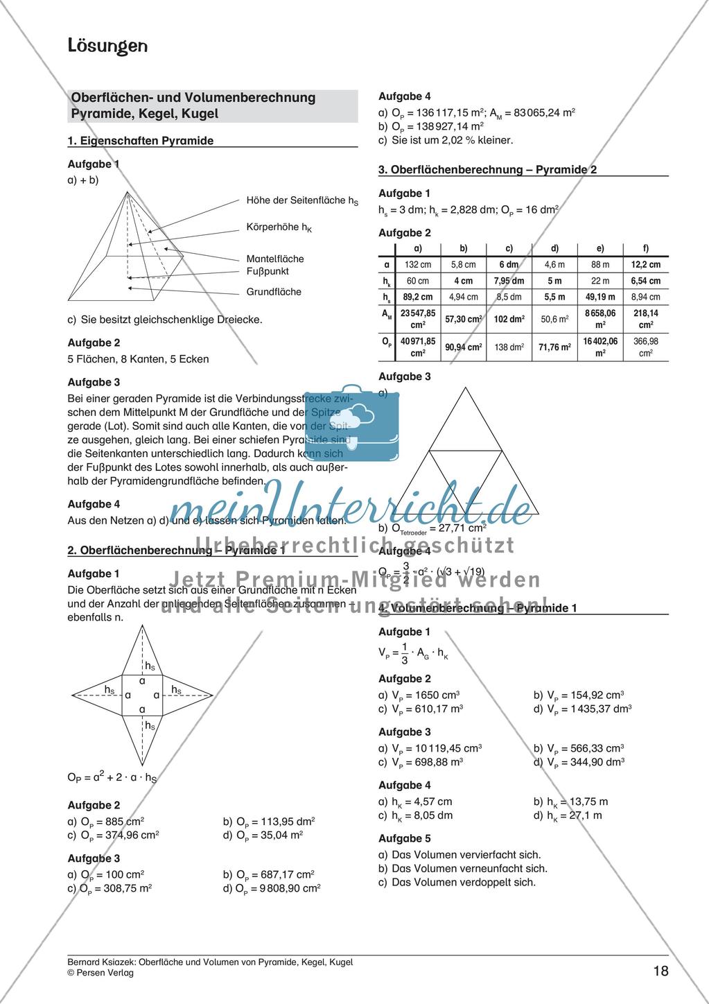 Oberfläche und Volumen: Pyramide, Kegel, Kugel Preview 20