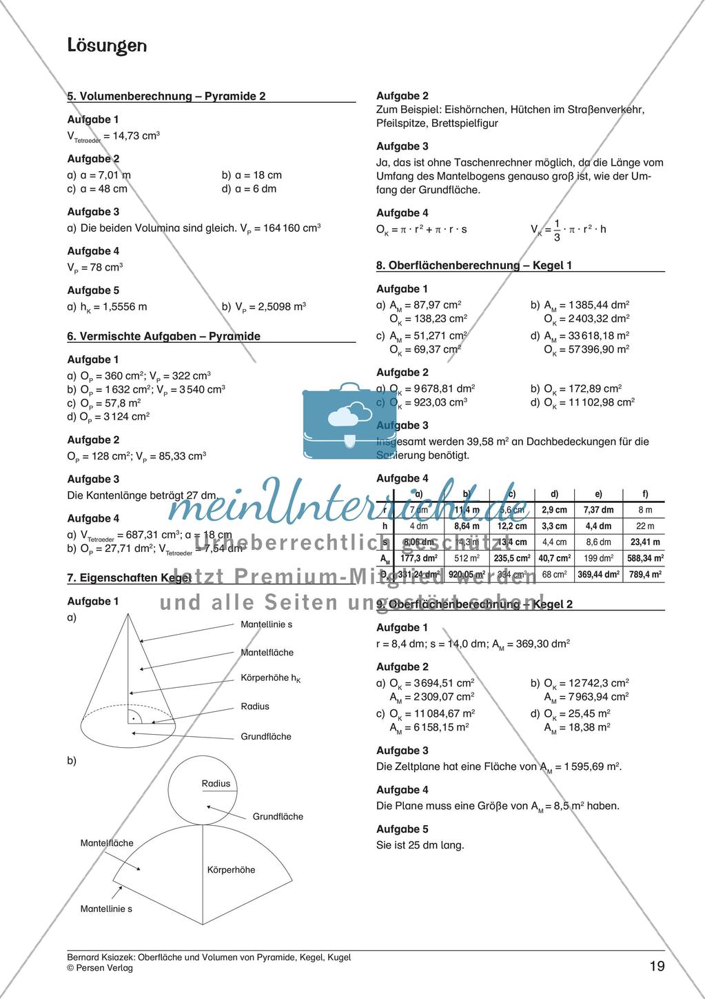 Oberfläche und Volumen: Pyramide, Kegel, Kugel Preview 21