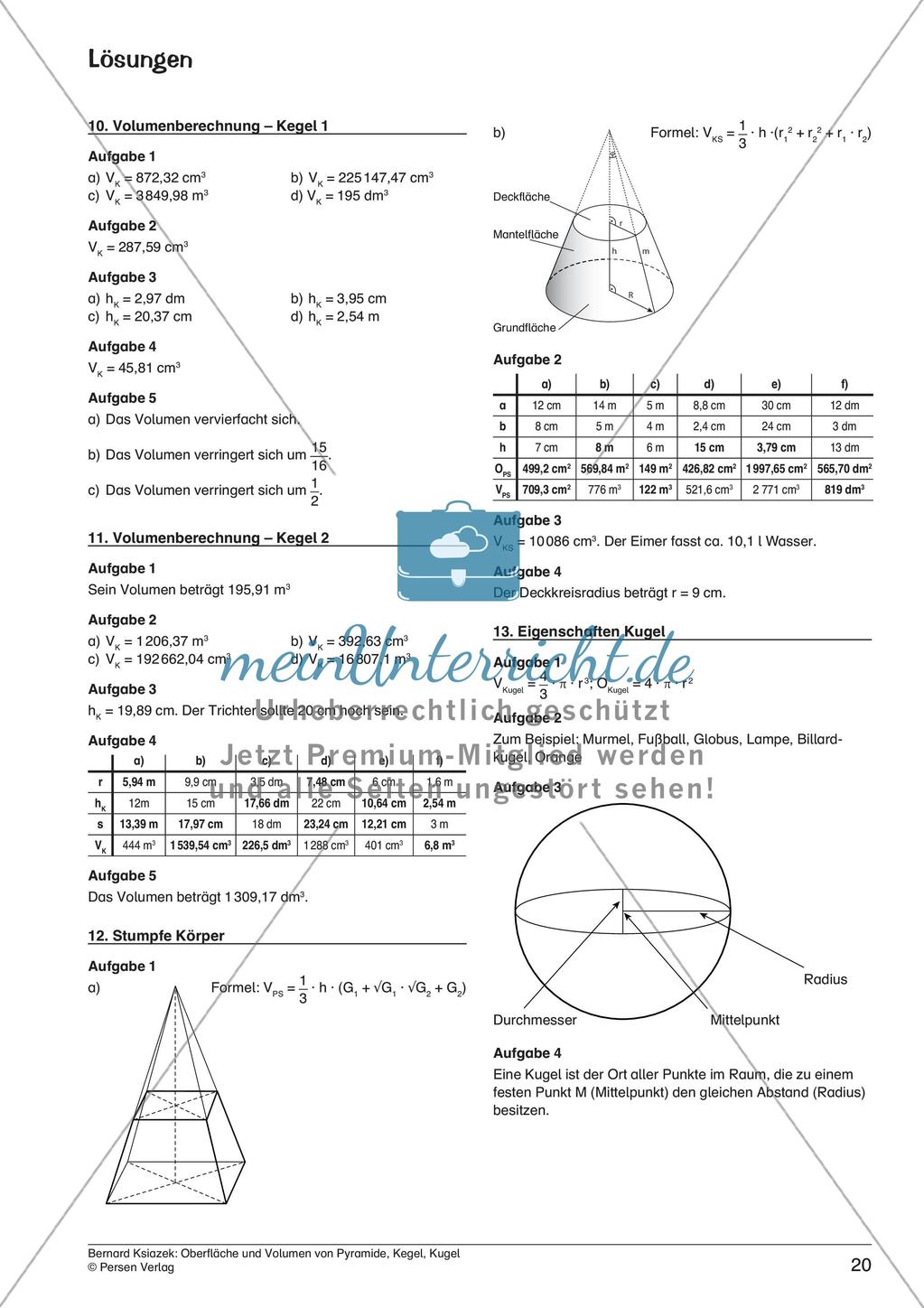 Oberfläche und Volumen: Pyramide, Kegel, Kugel Preview 22