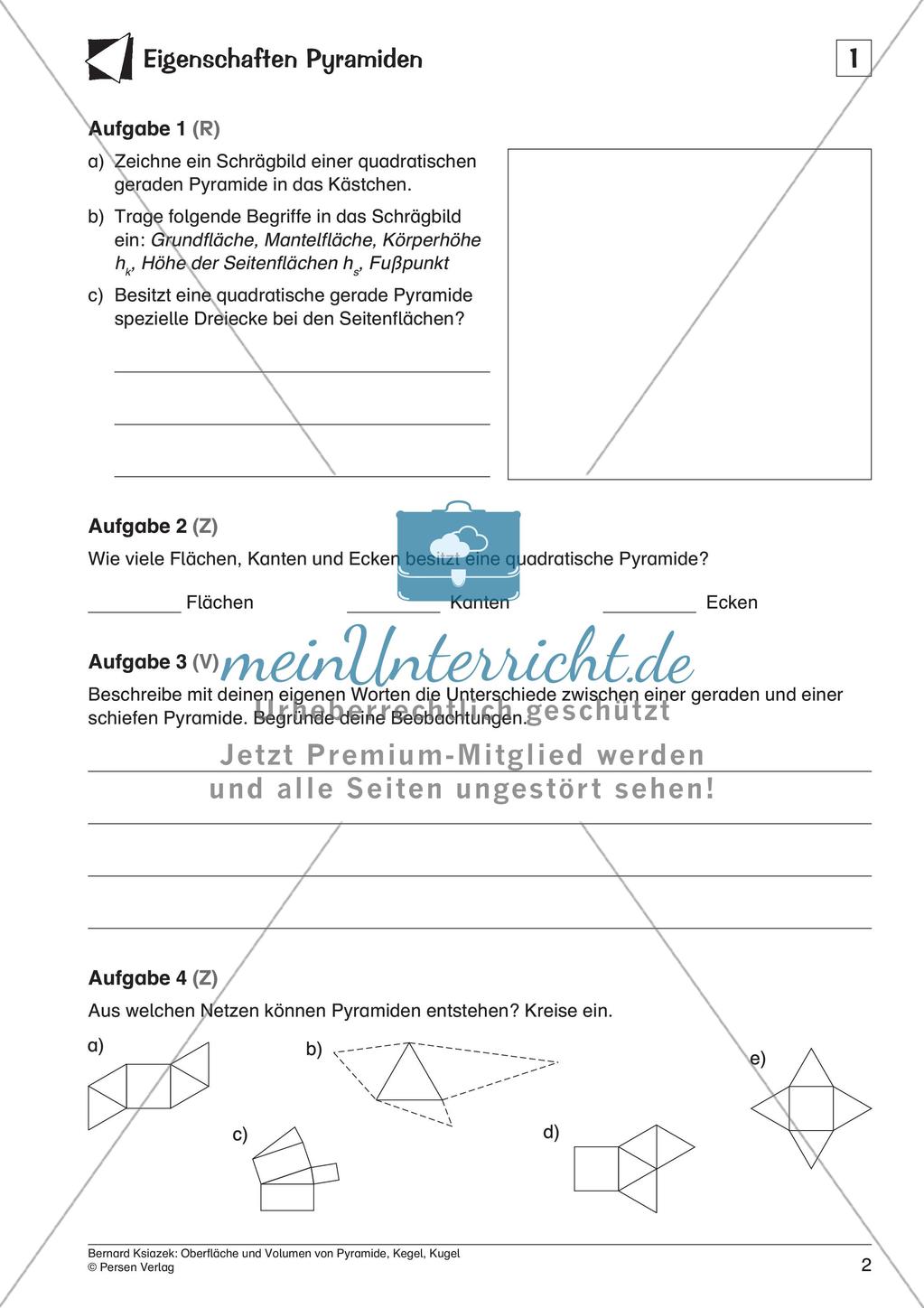 Oberfläche und Volumen: Pyramide, Kegel, Kugel Preview 4