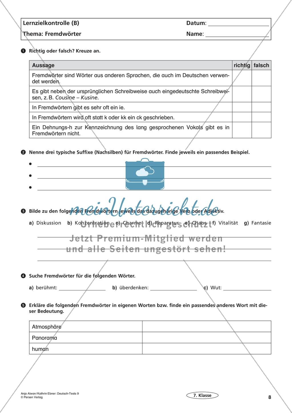 Lernzielkontrollen Klasse 7: Richtig schreiben Preview 10