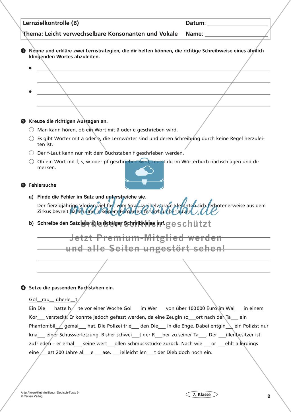 Lernzielkontrollen Klasse 7: Richtig schreiben Preview 4