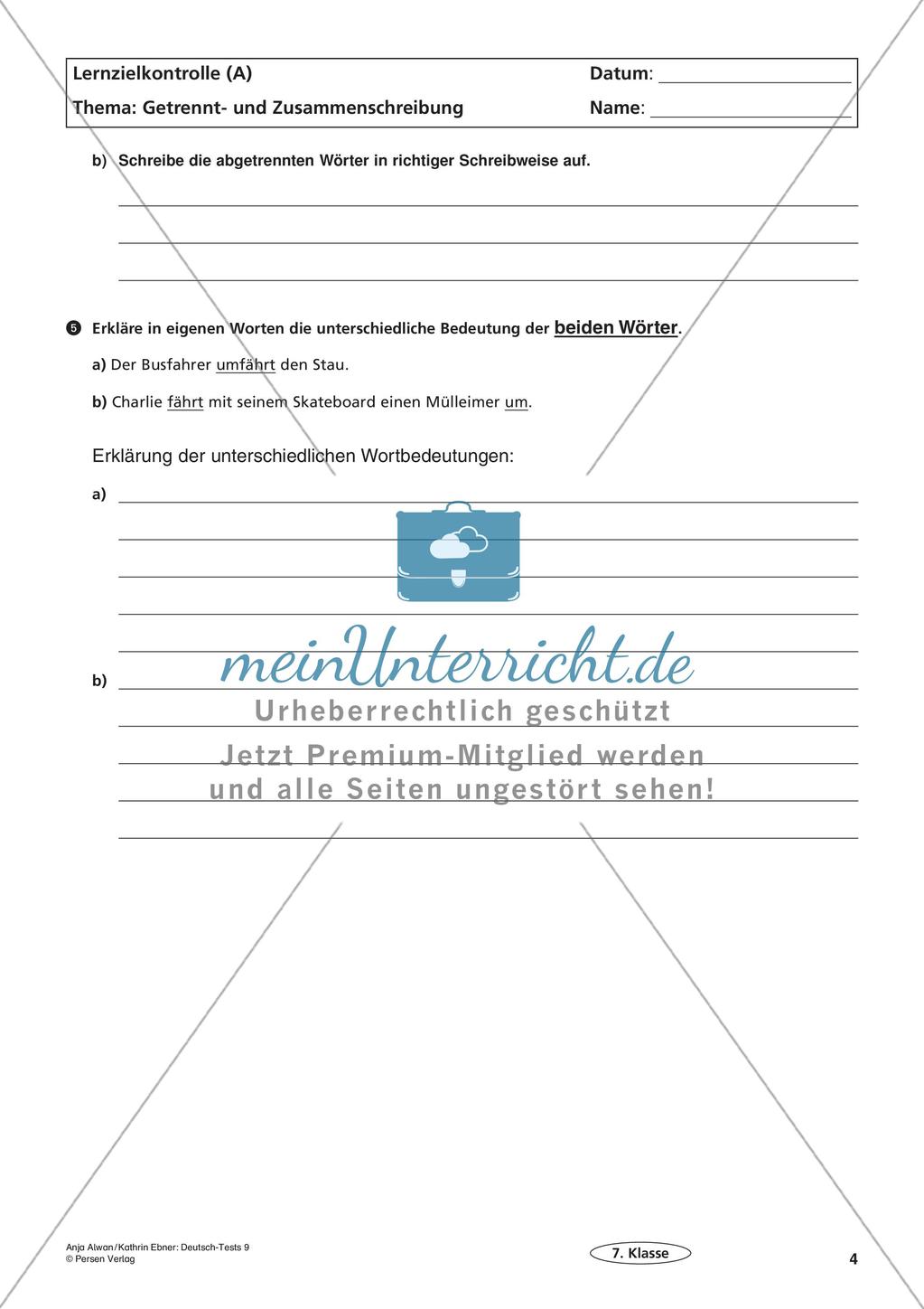Lernzielkontrollen Klasse 7: Richtig schreiben Preview 6
