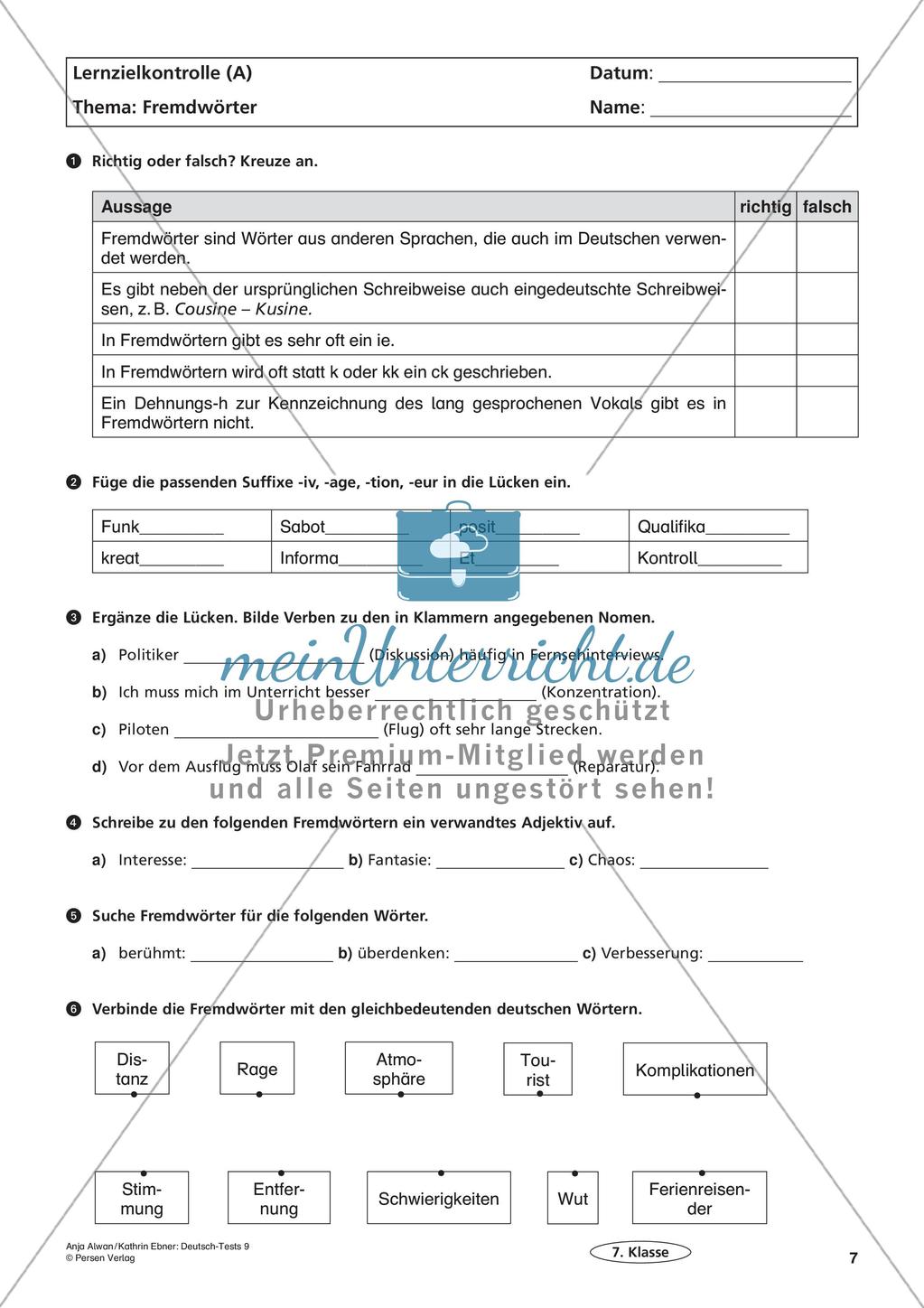 Lernzielkontrollen Klasse 7: Richtig schreiben Preview 9