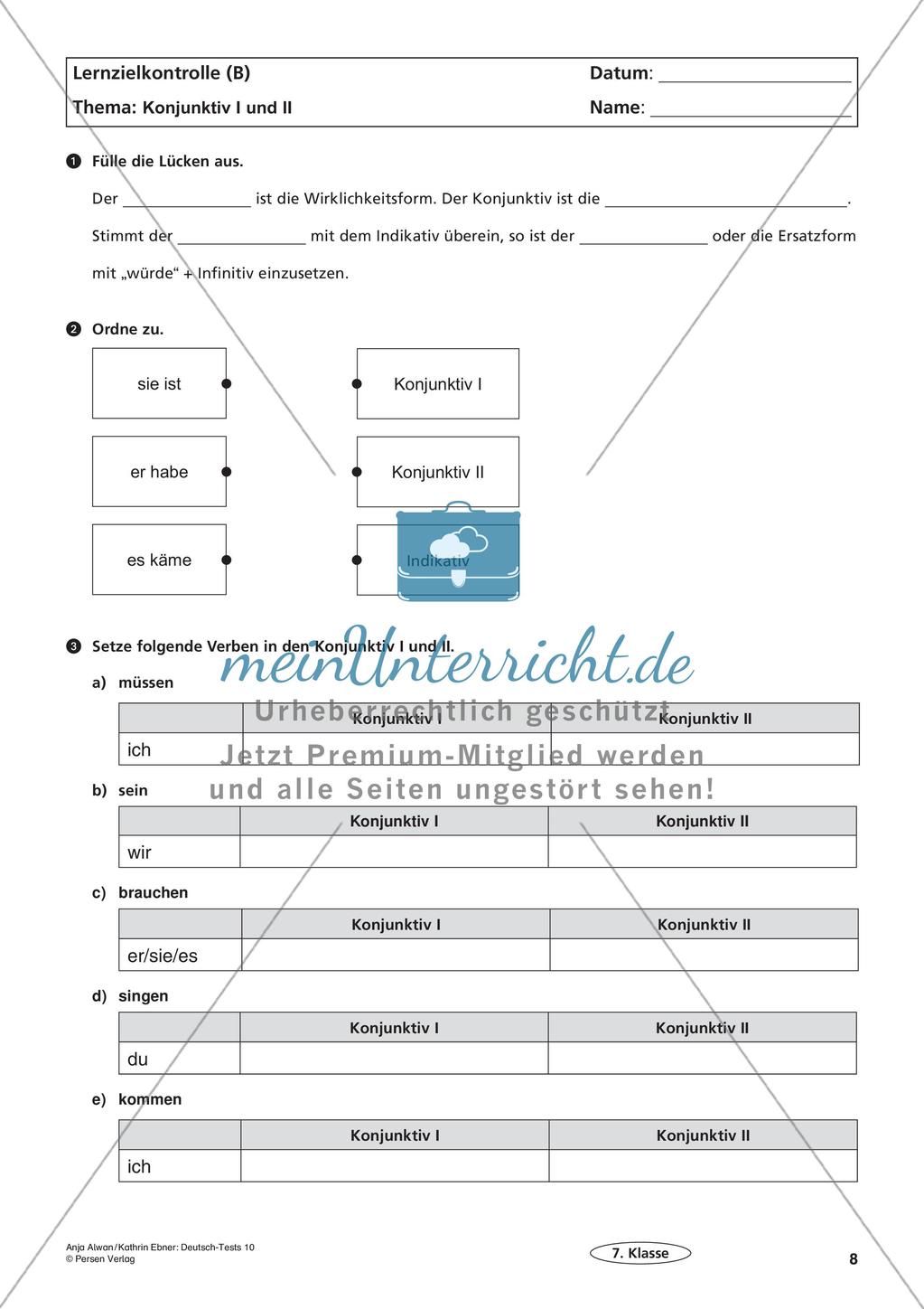 Lernzielkontrollen Klasse 7: Sprache untersuchen und Zeichensetzung Preview 10