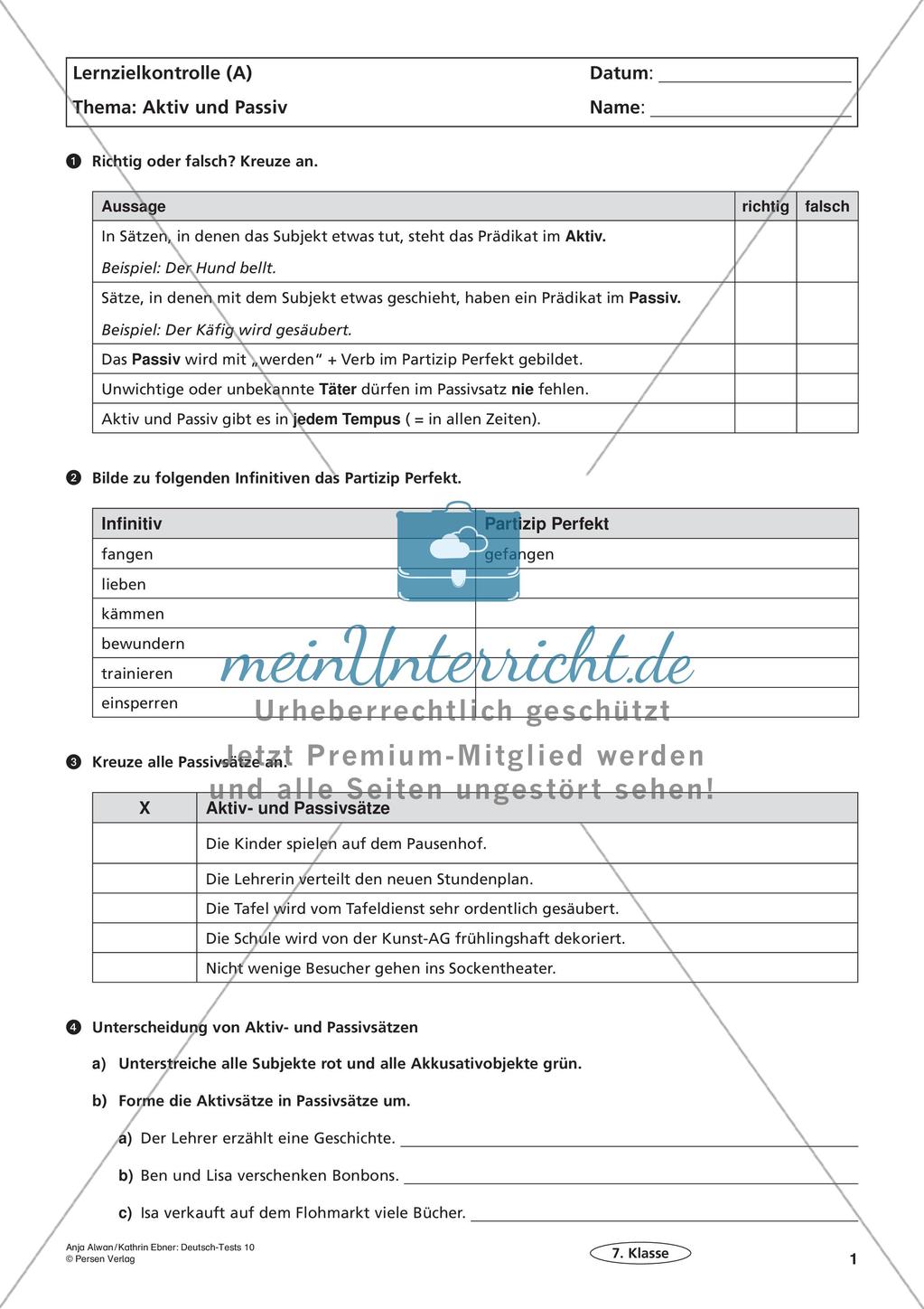 Lernzielkontrollen Klasse 7: Sprache untersuchen und Zeichensetzung Preview 3