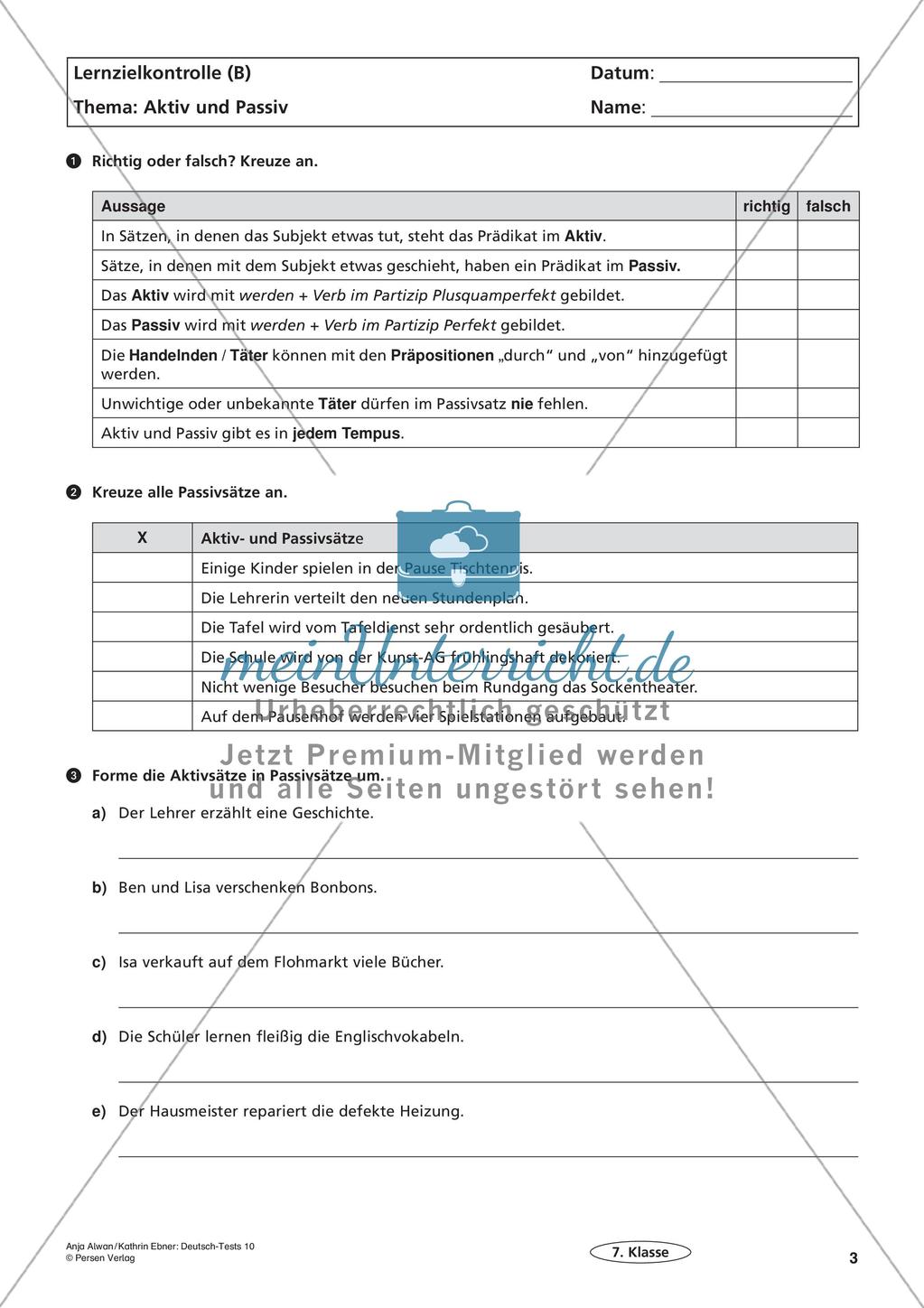 Lernzielkontrollen Klasse 7: Sprache untersuchen und Zeichensetzung Preview 5