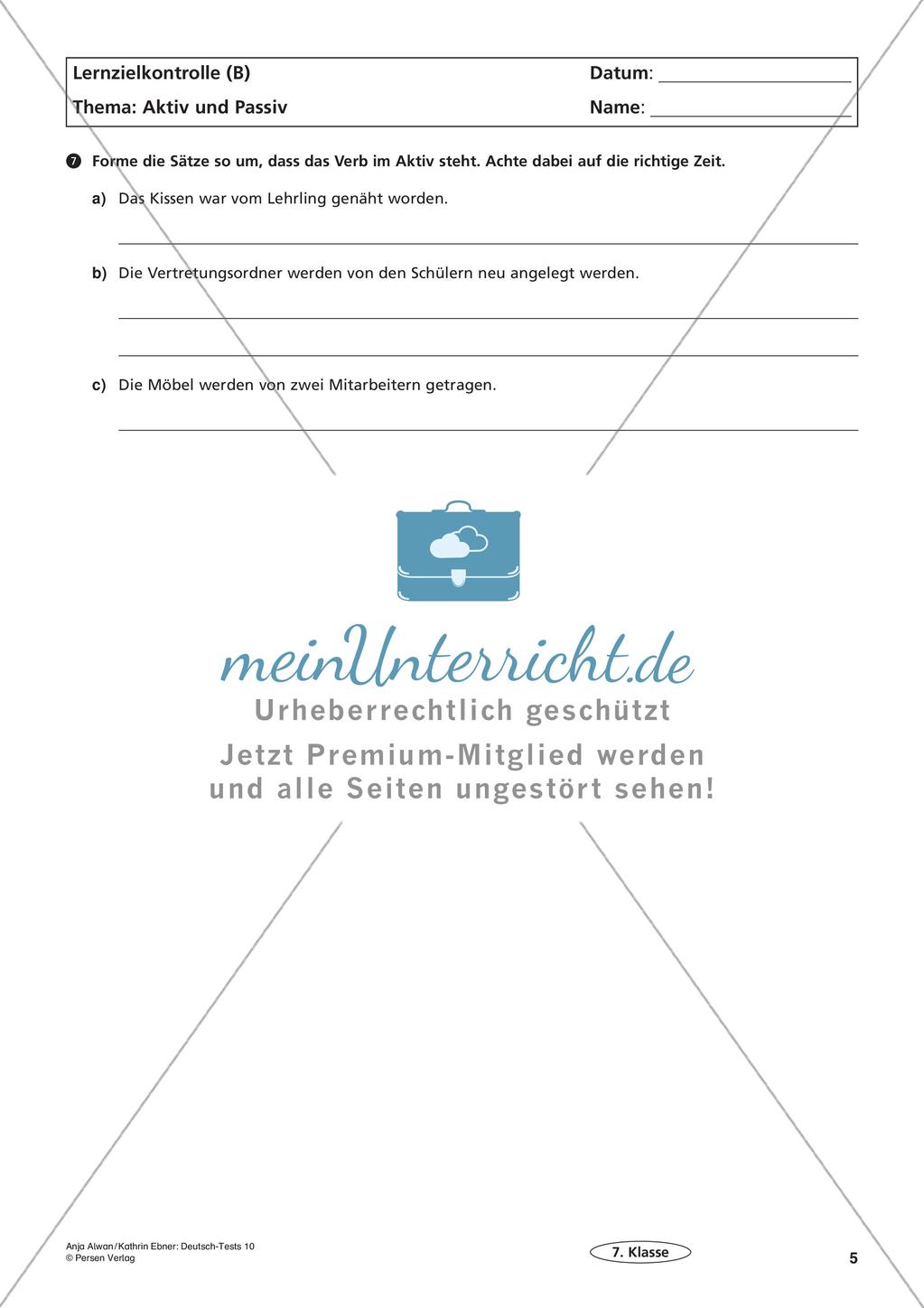 Lernzielkontrollen Klasse 7: Sprache untersuchen und Zeichensetzung Preview 7