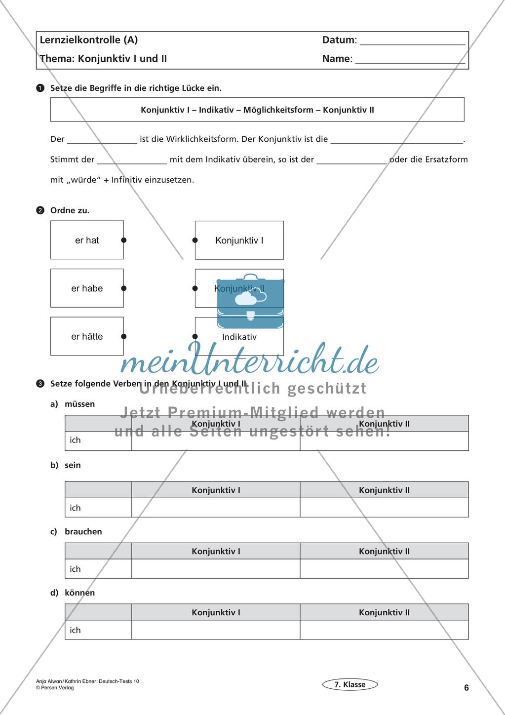 Lernzielkontrollen Klasse 7: Sprache untersuchen und Zeichensetzung Preview 8