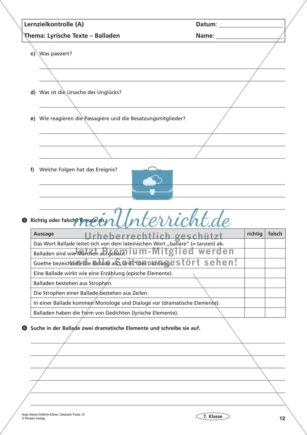 Lernzielkontrollen Klasse 7: Lesen Preview 14