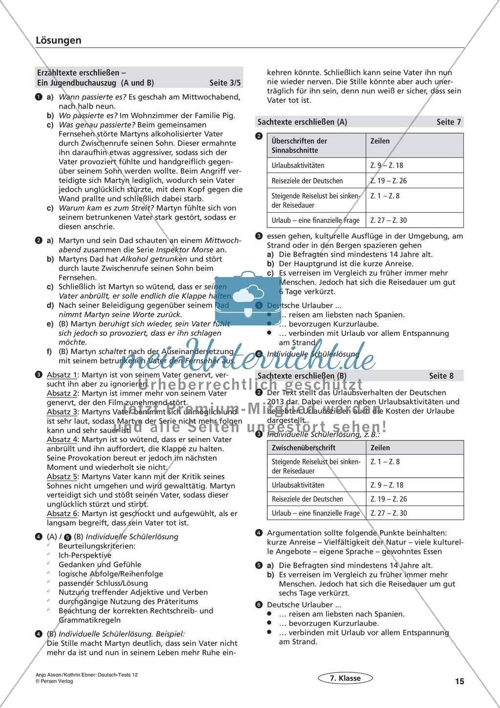 Lernzielkontrollen Klasse 7: Lesen Preview 17